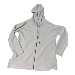 Cable & Gauge Hoodie Women XS Studio Zip Up White Modal Blend Long Sleeve Pocket